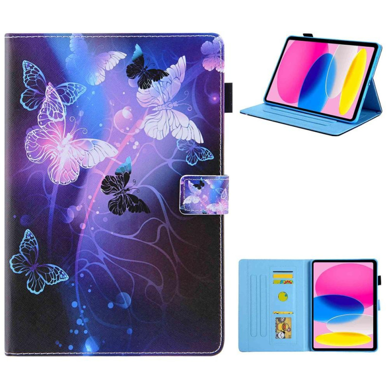 For iPad 10.9 (2022) Tablet Case Cover Foldable Stand - Purple Butterfly