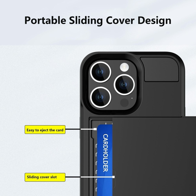 Til iPhone 15 Plus PC+TPU Telefoncover med Skydende Kortholder