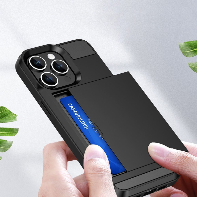 For iPhone 15 PC+TPU Phone Cover Sliding Card Holder