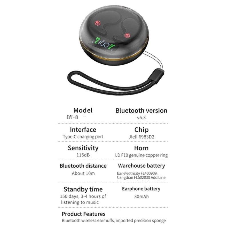 Sleep Headphones Bluetooth In ear to sleep with - Black