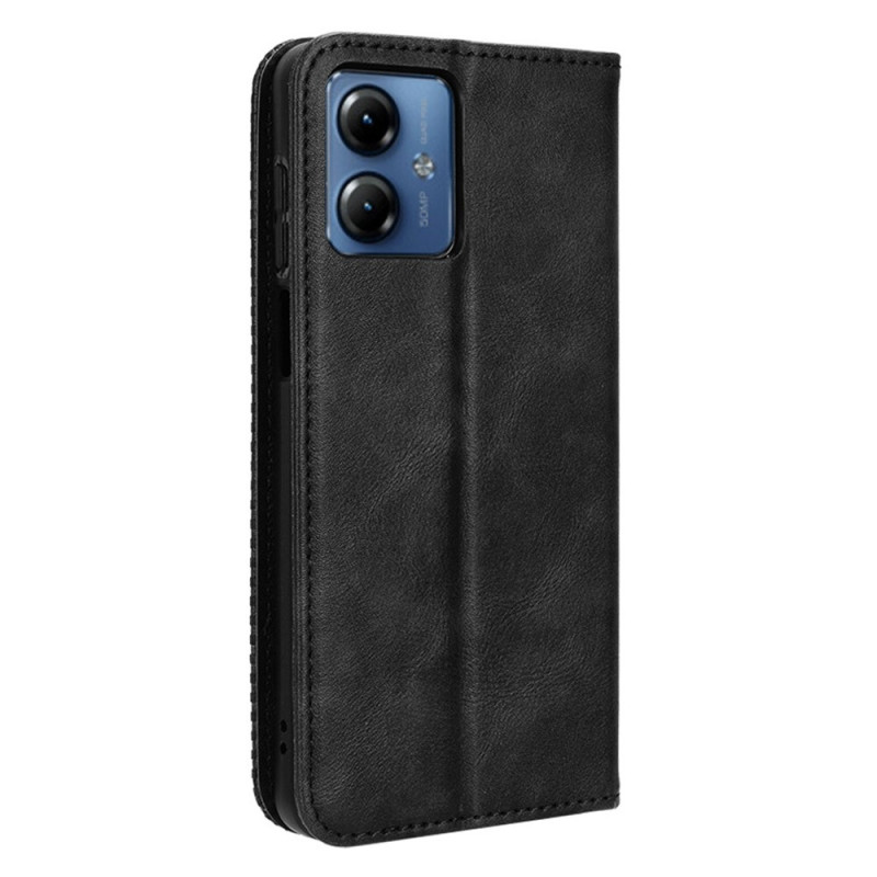 Motorola Moto G14 Stand Phone Case Full Protection Wallet Cover - Black