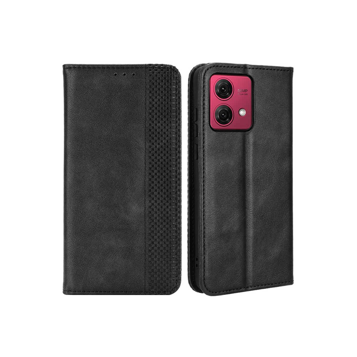Motorola Moto G84 5G Stand Phone Case Full Protection Wallet Cover - Black