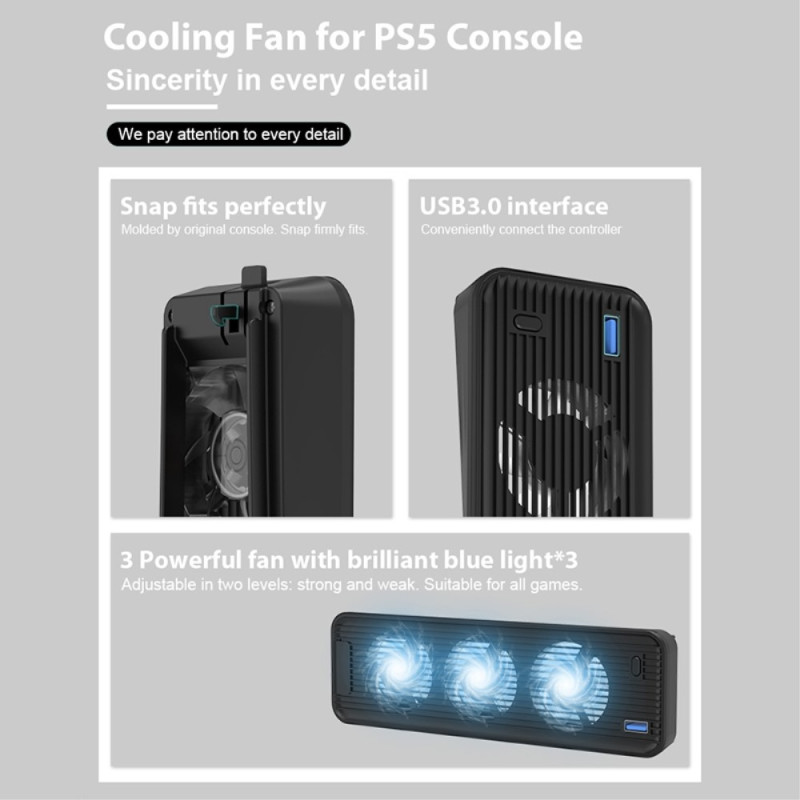 For PS5 ABS cooling fan 2 - speed wind heat dissipation USB fan cooler