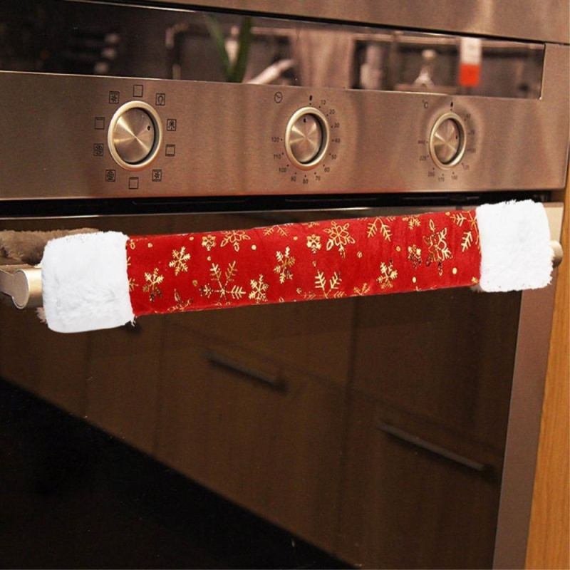 4 - pack Christmas Linen Refrigerator Door Handle Protective Cover