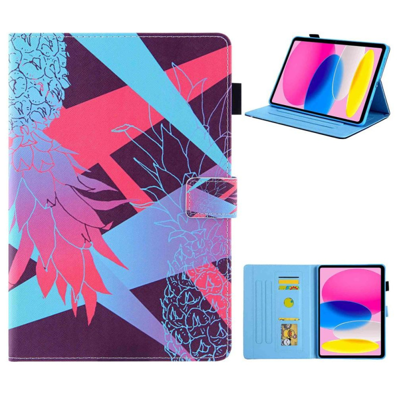 Til iPad 10.9 (2022) Tabletetui Cover Foldbart stativ - Rød Ananas