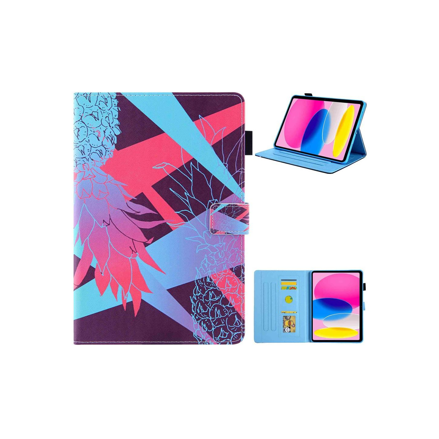 Til iPad 10.9 (2022) Tabletetui Cover Foldbart stativ - Rød Ananas