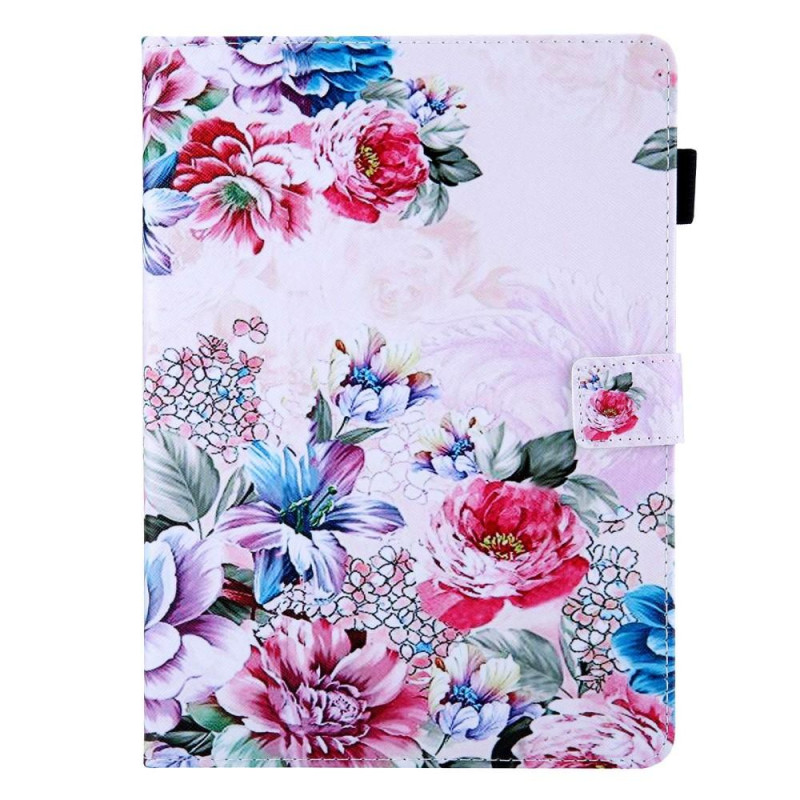 For iPad 10.9 (2022) Tablet Case Cover Foldable Stand - Peony