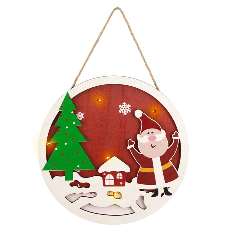 Christmas Sign Decoration Door with LED lights - Santa Claus and Christmas Tree