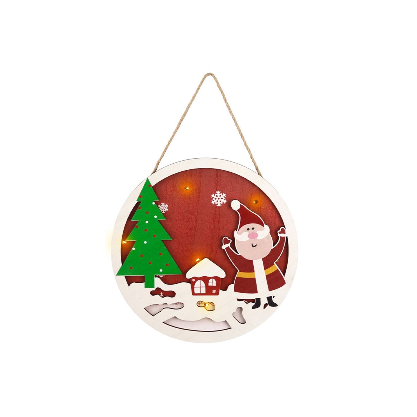 Christmas Sign Decoration Door with LED lights - Santa Claus and Christmas Tree