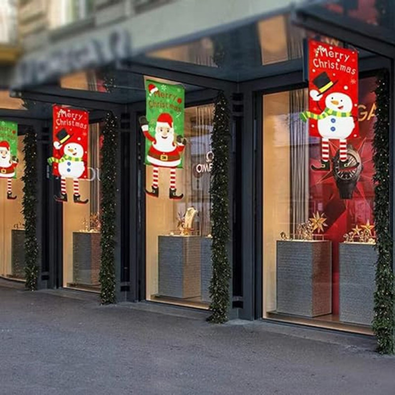 Glædelig jul Flag Xmas hængende banner dørdekoration - juletræ