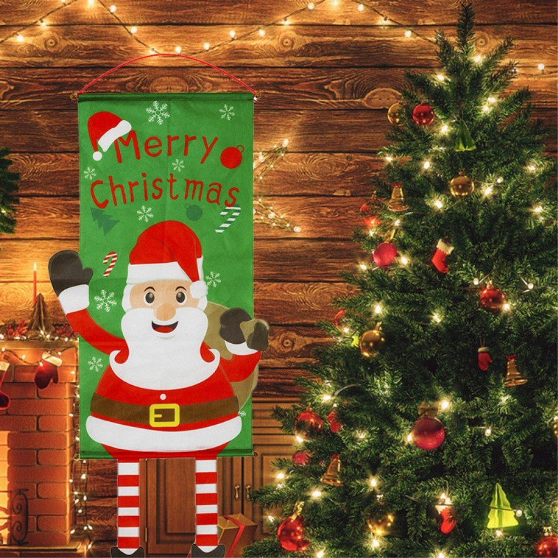 Merry Christmas Flag Xmas Hanging Banner Door Decor - Santa