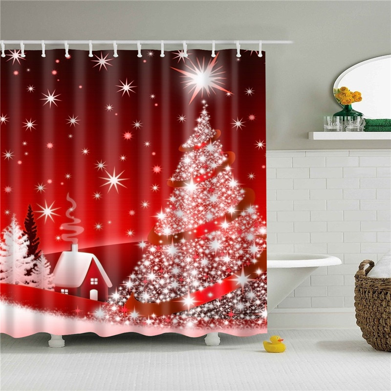 Shower Curtain Halloween Home Decor - Christmas tree