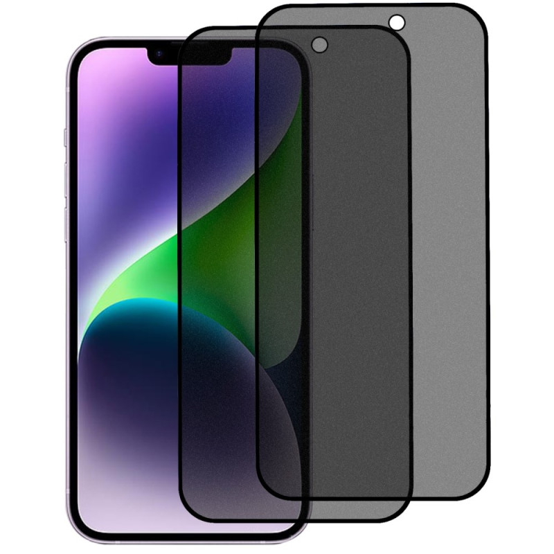 til iPhone 15 Hærdet glas 180 - graders anti - spion Privacy 2stk