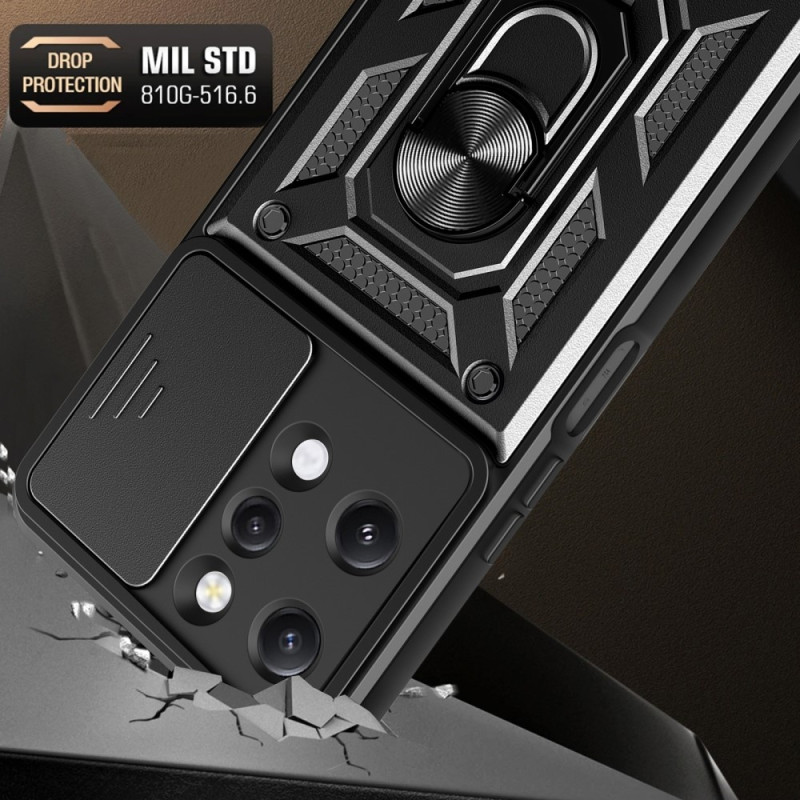 For Xiaomi Redmi 12 Lens Protector Phone Case PC+TPU Shell with Support