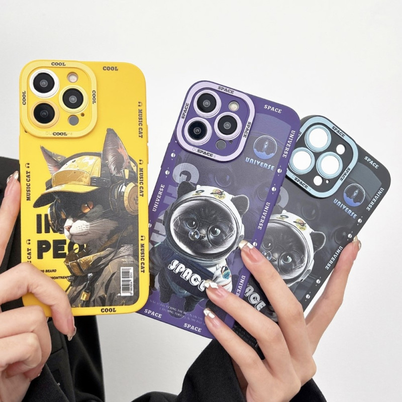 TPU telefon cover Cover til iPhone 15 Plus Cover Cat - Sort