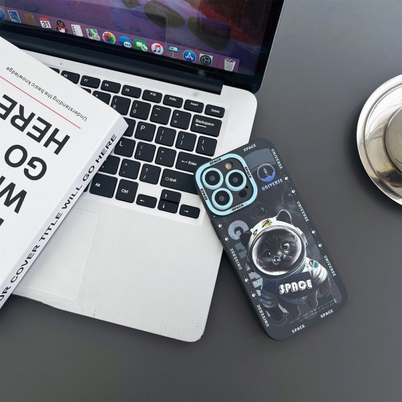 TPU telefon cover Cover til iPhone 15 Plus Cover Cat - Sort