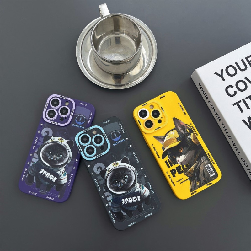 TPU telefon cover Cover til iPhone 15 Pro Cover Cat - Gul