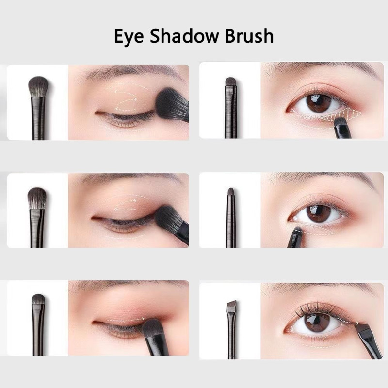 7stk Øyenskygge børstesett Sminke øyenbryn - 6 børster +1 vinklet