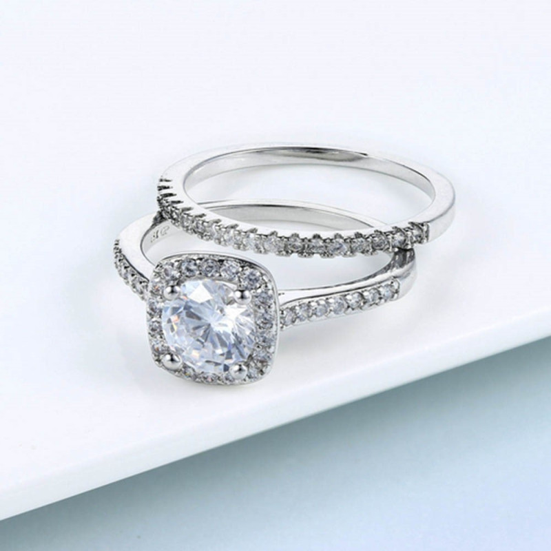 2 ringe Cubic Zirconia stabelbar - størrelse 8 / Sølv