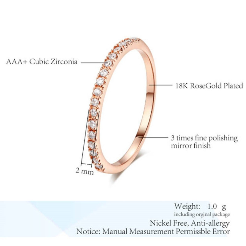 2 Rings Cubic Zirconia Stackable - Size 8 / Rose Gold