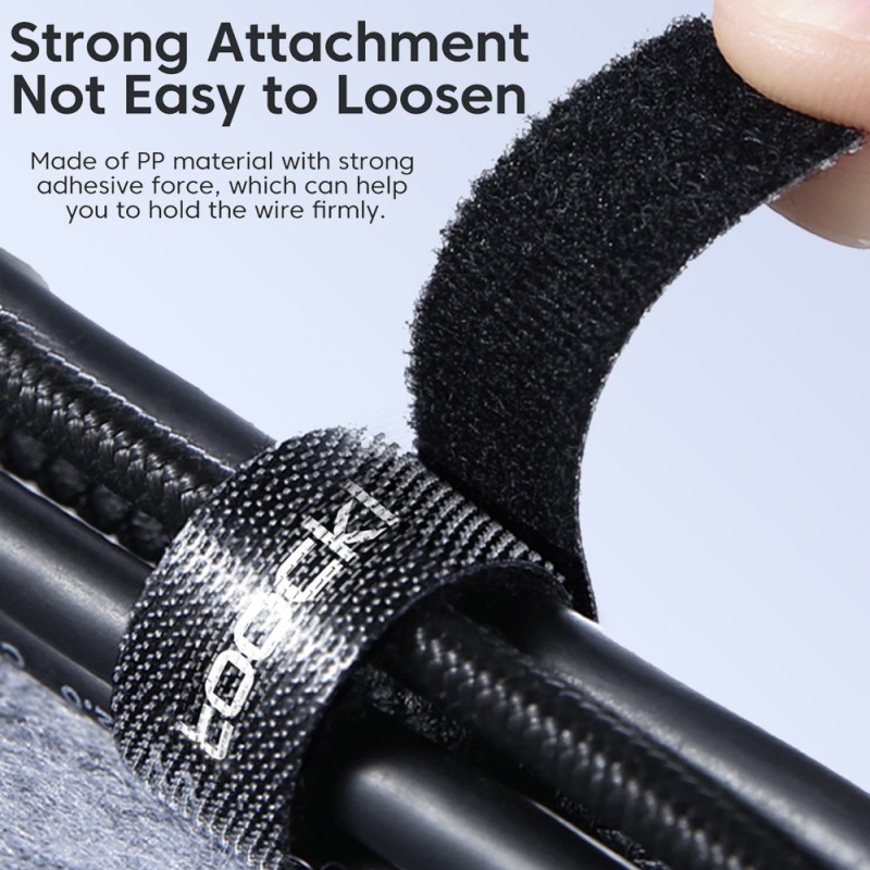 5m Organize Clipable Cable Management Velcro Genanvendelig