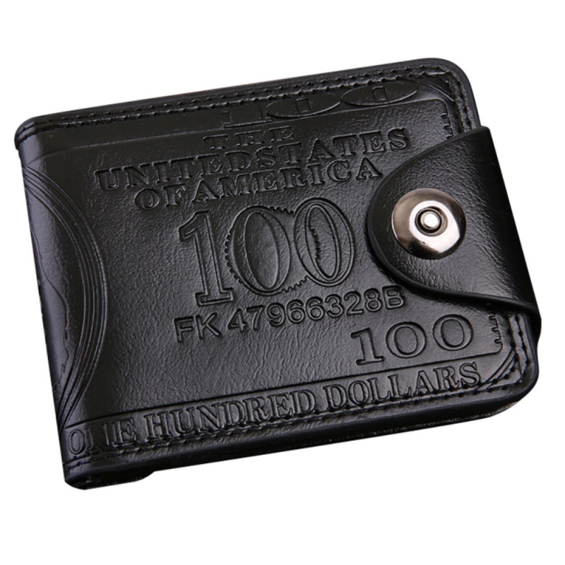 Wallet Purse 100 Dollar Bill Money Bifold Card Holder - Black