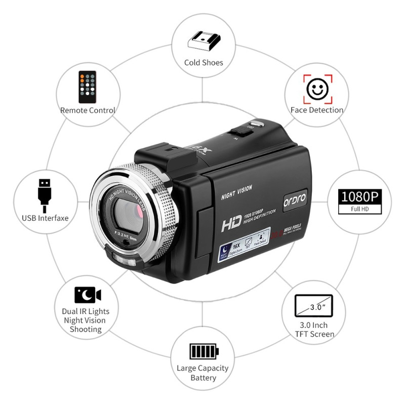 1080P Full HD Camcorder support Night Vision Vlog Youtube Camera