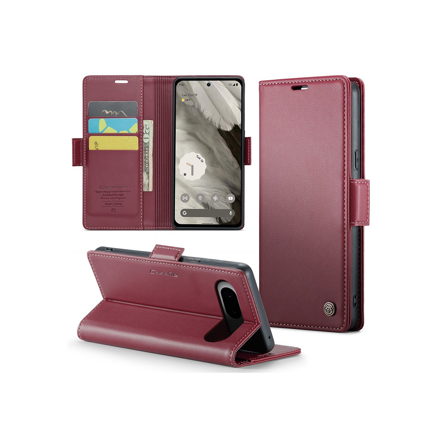 CASEME Retro Wallet Case for Pixel 8 - Red