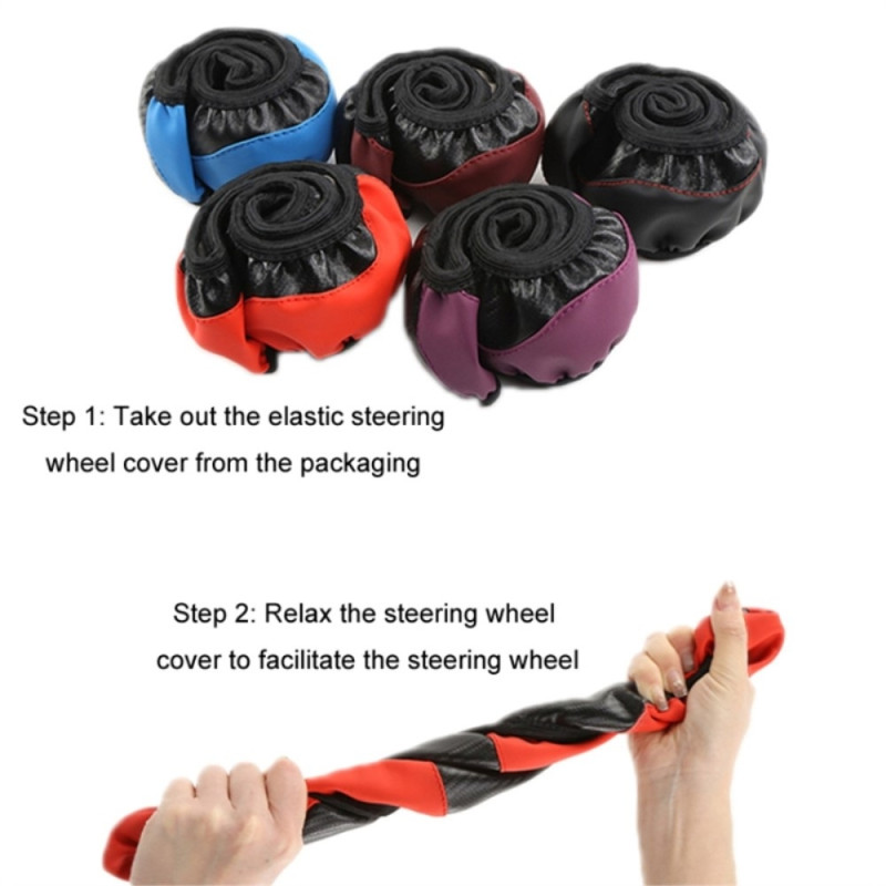 38 cm Car Steering Wheel Protection Car Cover Sleeve - Black