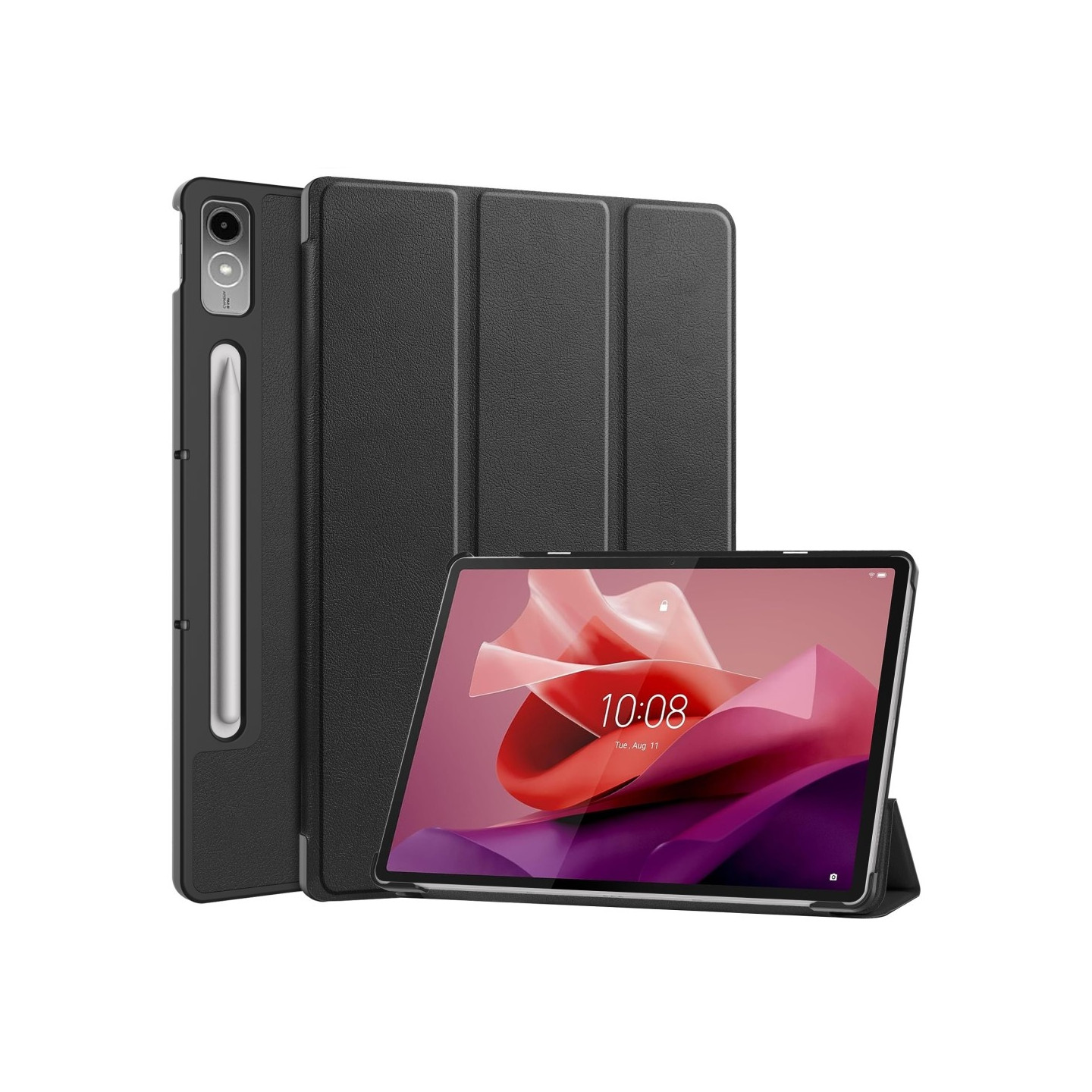 Lenovo Tab P12 kolminkertainen jalustan tablettikotelo - musta