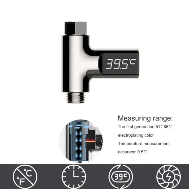 Water temperature gauge Bathroom shower thermometer Degrees