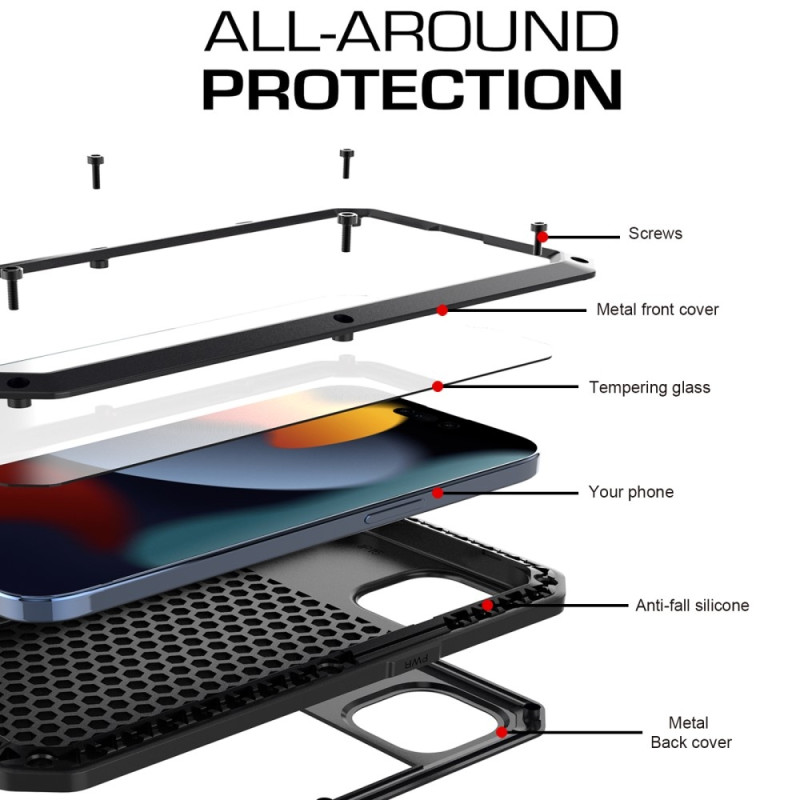 Heavy Duty Robust Hybrid Case Shell + Tempered Glass for iPhone 15