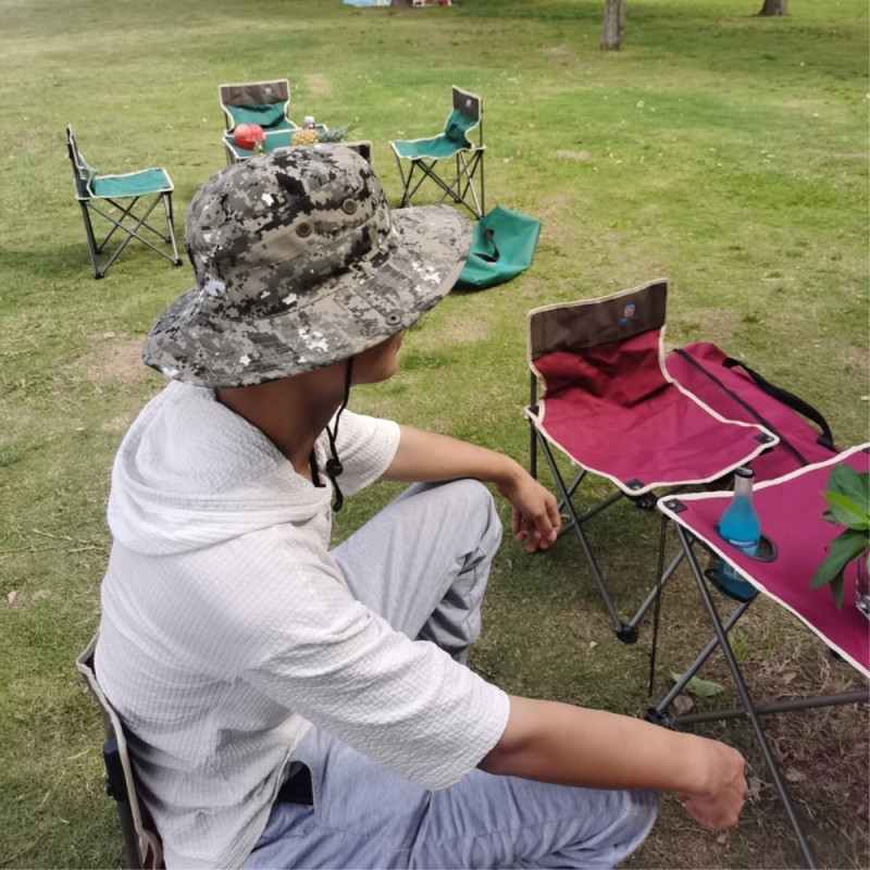 Camouflage bøttehat Kasket med myggenet campingfiskeri - Khaki