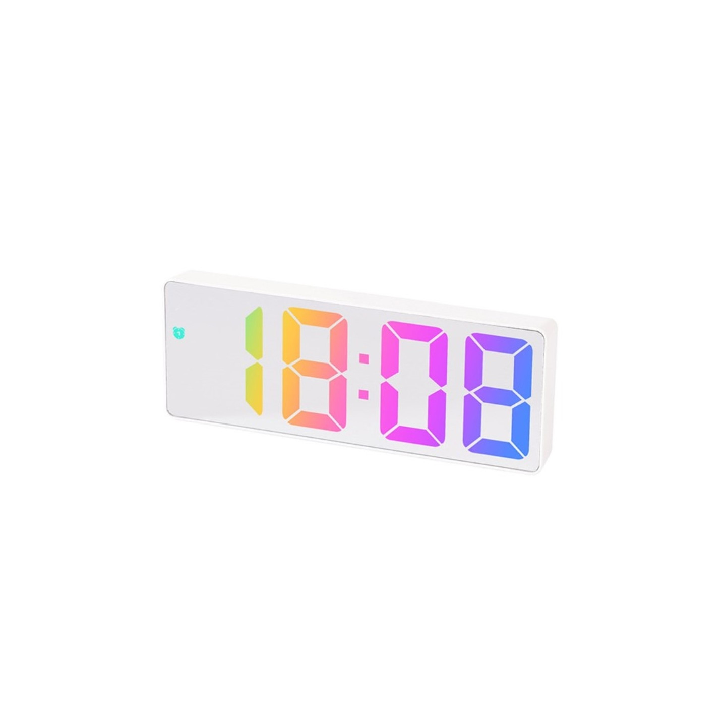 LED Clock Electronic Digital Alarm Colorful Desktop 12 / 24H White
