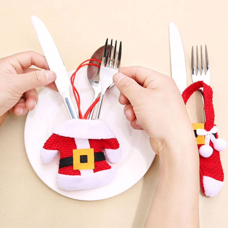 3 sets Knife Fork Christmas Santa Claus holder Cutlery Table decoration