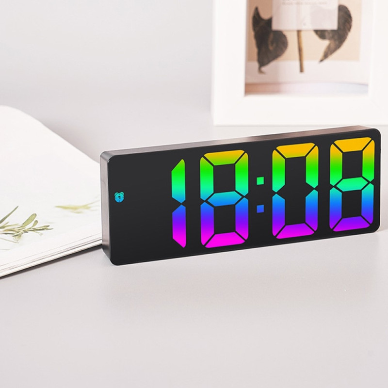 LED Clock Electronic Digital Alarm Colorful Desktop 12 / 24H White
