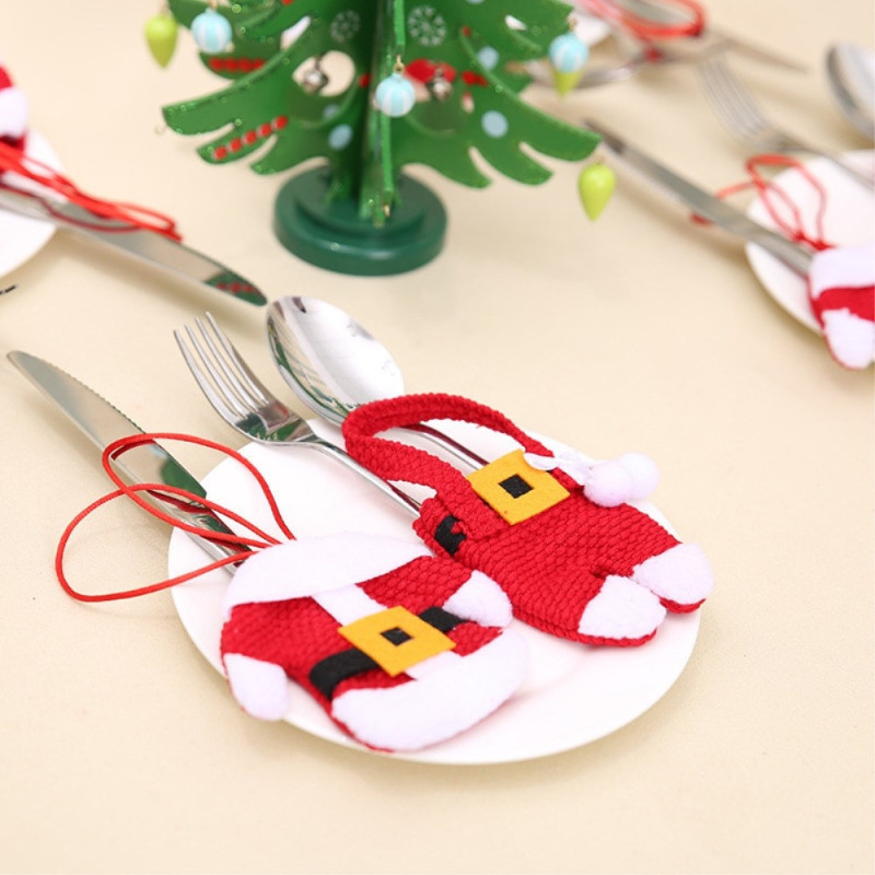 3 sets Knife Fork Christmas Santa Claus holder Cutlery Table decoration