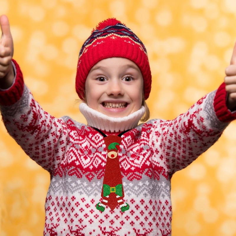 Felt Christmas tie Pattern Fest Festival Tie - Elf Hat & Legs