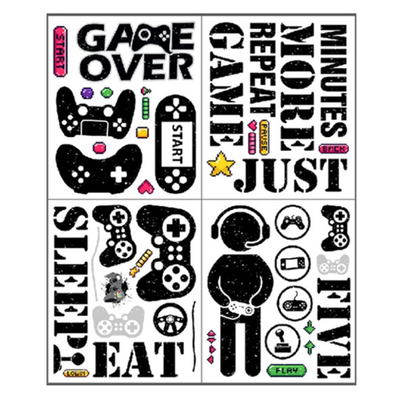 25*30 cm videospil vægoverføringsbillede PVC - klistermærke Gamer - tema dekoration