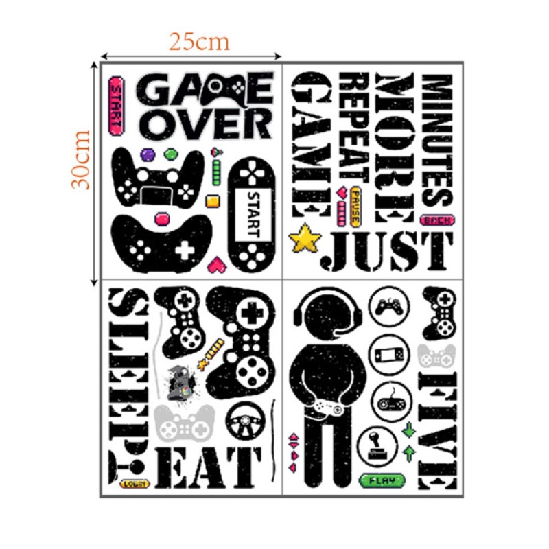 25*30cm Video Game Wall Decal PVC Sticker Gamer Theme Decoration
