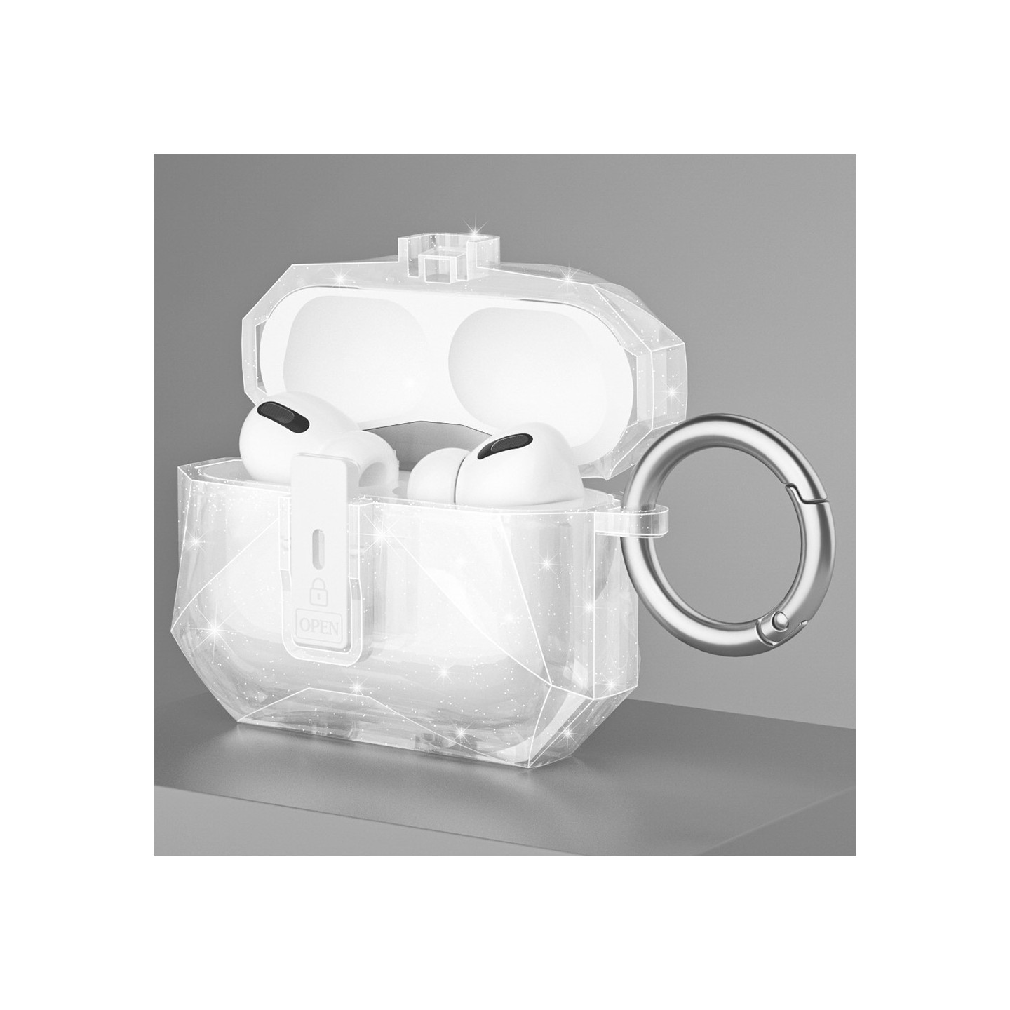 COTECI Til AirPods Pro 3 Beskyttende Etui Med Metalkrog - Glitter