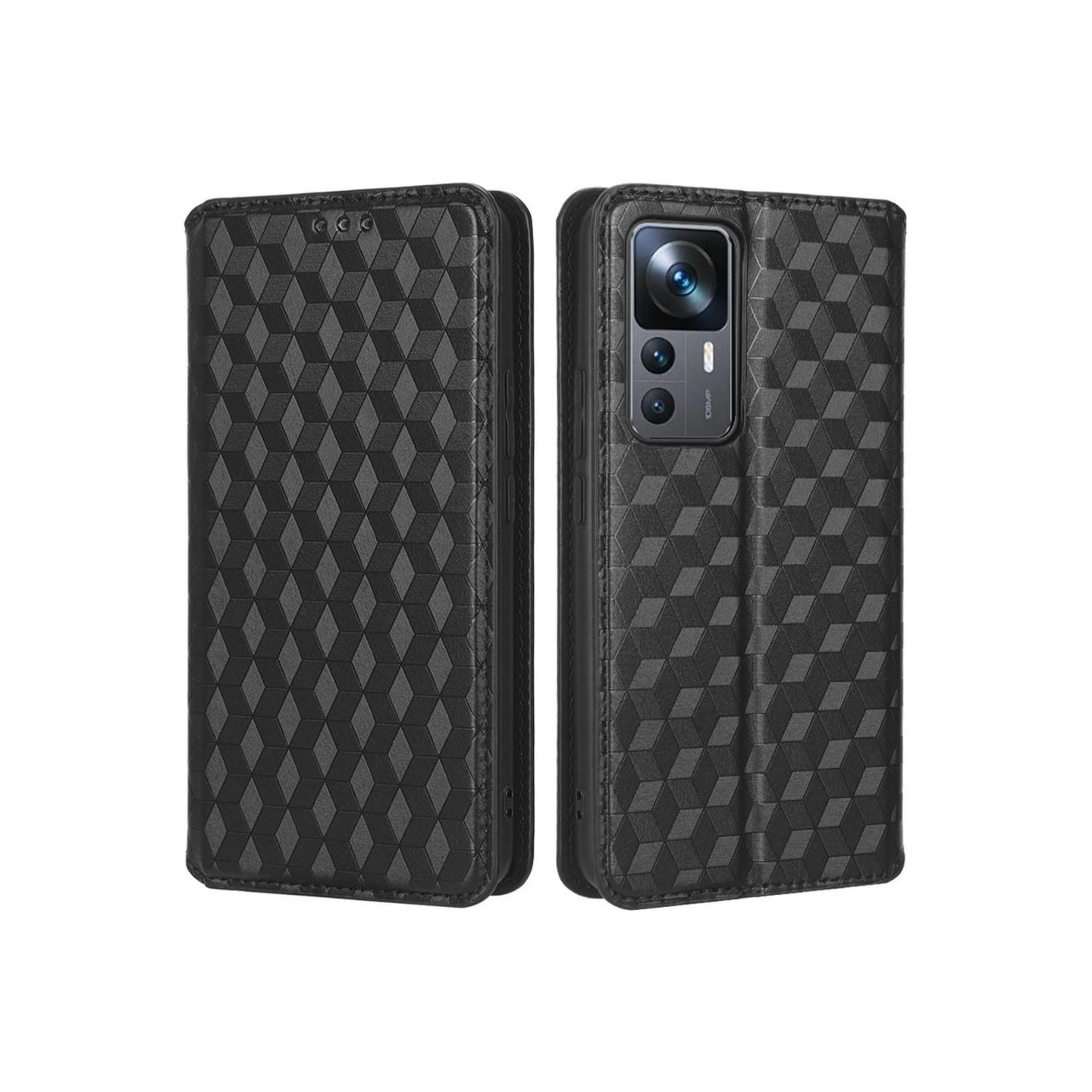 Lommebok - deksel Rhombus til Xiaomi 12T Pro/Xiaomi 12T - Svart
