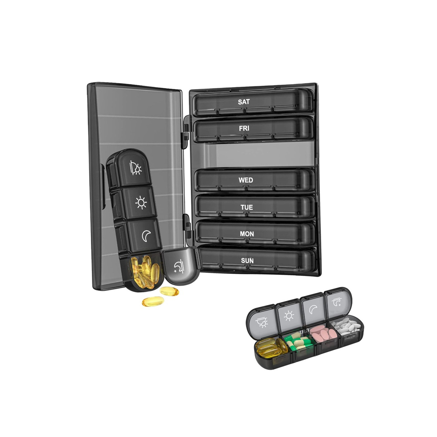 7 - dagers bærbar 28 - kammers daglig pilleboks medisinorganisator