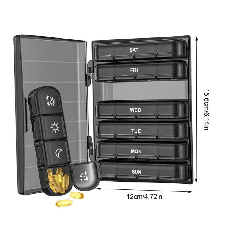 Weekly Pill Organizer 7 - Day Kannettava 28 Grids Daily Pill Box