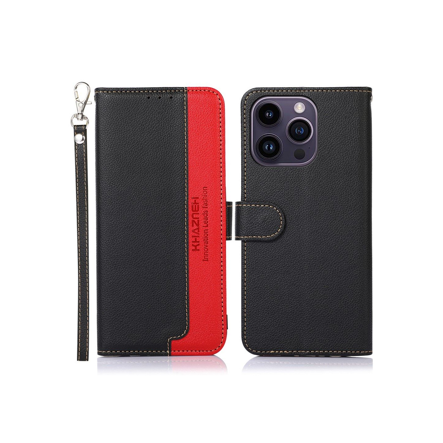 KHAZNEH Phone Cover for iPhone 15 Pro Max - Black/Red