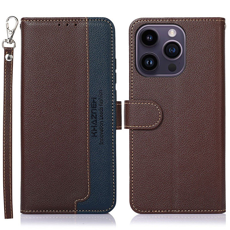 KHAZNEH Phone Cover for iPhone 15 Pro - Brown/Blue