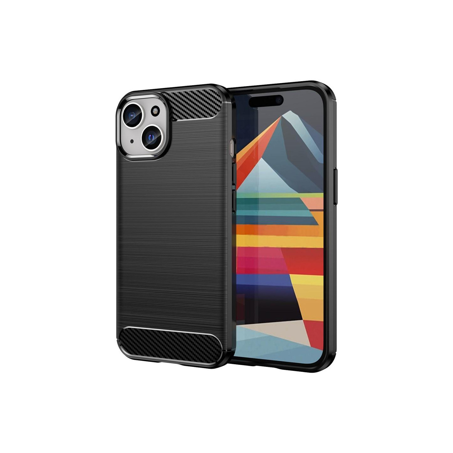 Carbon Fiber Texture TPU Cover for iPhone 15