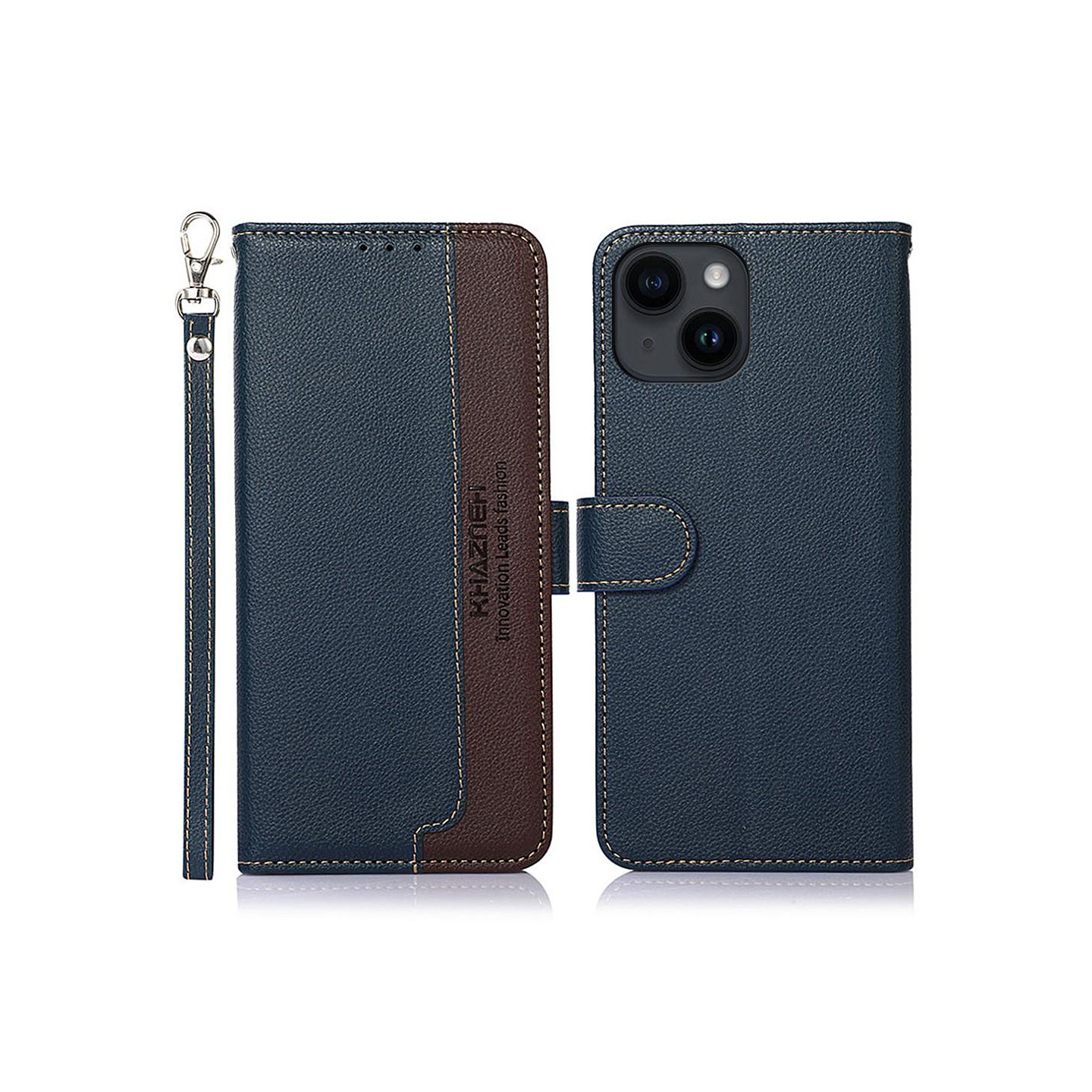 KHAZNEH Phone Cover for iPhone 15 Plus - Blue/Brown