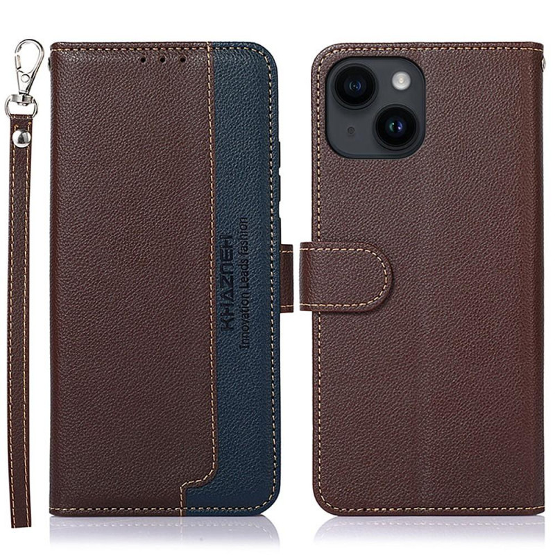 KHAZNEH Phone Cover for iPhone 15 Plus - Brown/Blue