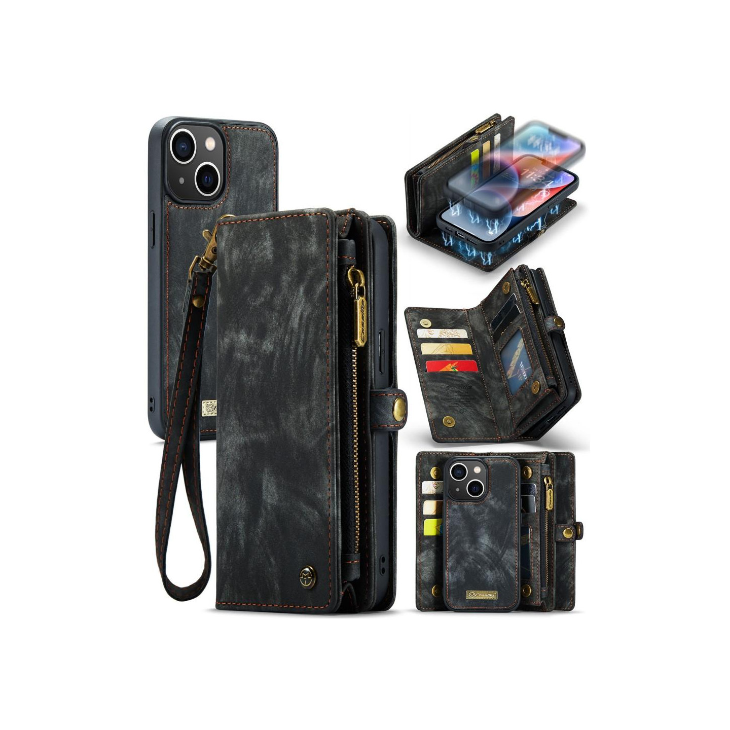 CASEME iPhone 15 Plus 2 - i - 1 tegnebog telefonskal - Sort